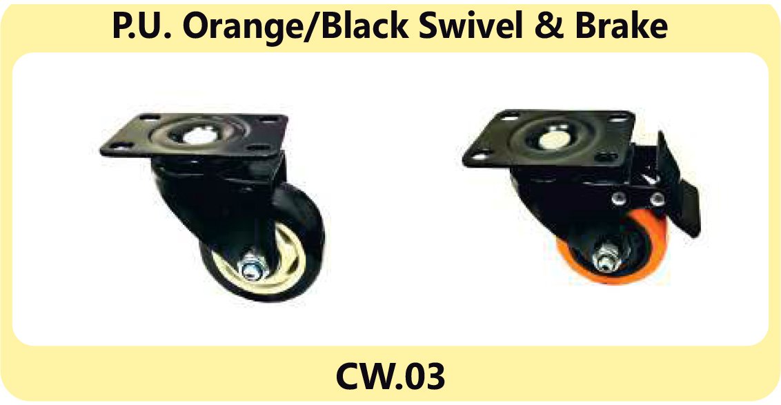  P U Orange Black Swivel Brake manufacturers in Kurung kumey 